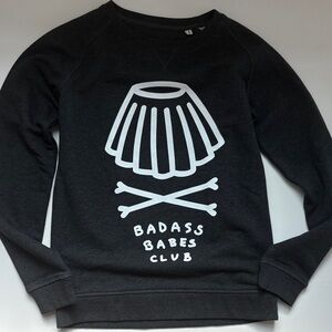 Brand new Badass Babes Club sweatshirt in dark gray organic cotton.